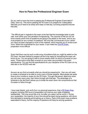 How to Pass the Professional Engineer Exam