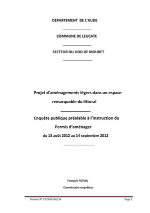 Conclusion d'enquête publique: Lido de Mouret