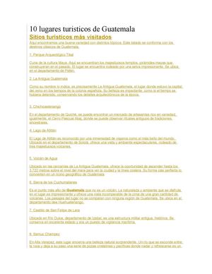 10 lugares mas turisticos de Guatemala