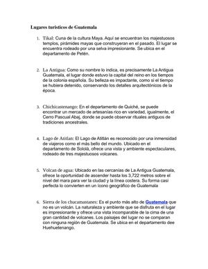 Lugares turisticos de Guatemala