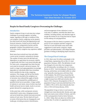 Respite for Rural Family Caregivers: Overcoming the Challenges
