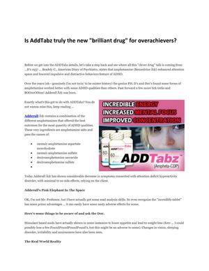Is AddTabz  really the brand-new "brilliant drug" for overachievers?