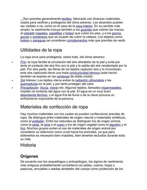 Historia de la ropa.