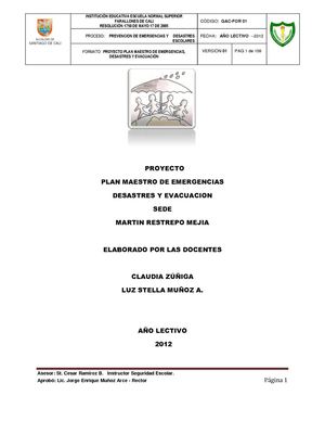 PLAN DE EMERGENCIA MARTIN RESTREPO MEJIA