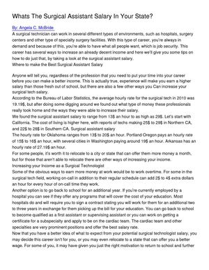 Whats The Surgical Assistant Salary In Your State_