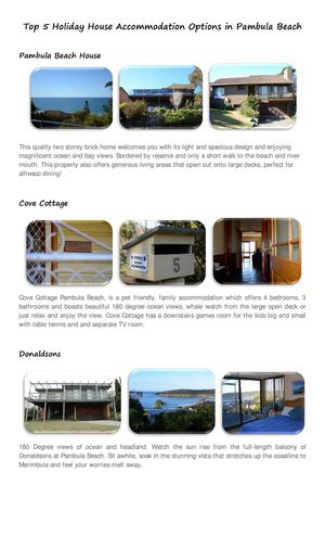 Top 5 Holiday House Accommodation Options in Pambula Beach