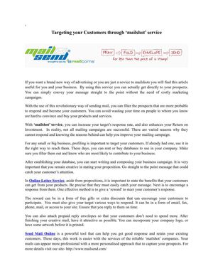 Targeting your Customers through ‘mailshot’ service