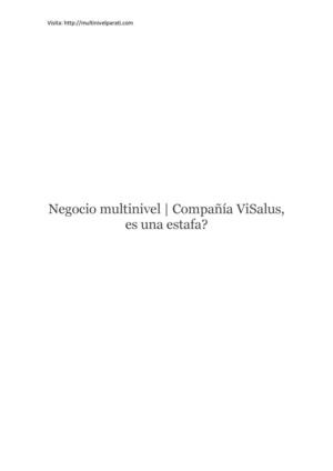 Negocios Multinivel | Compañía Visalus, es una estafa?