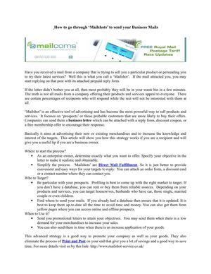 How to go through ‘Mailshots’ to send your Business Mails