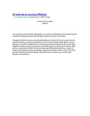 MITO DE LA CABERNA DE PLATON.
