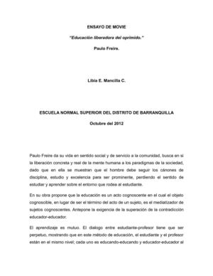 ENSAYO “Educación liberadora del oprimido.” Paulo Freire. 