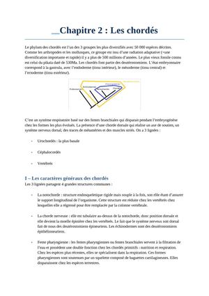 Chapitre 2 de Bio animale 2A