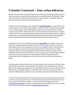 Colombo Courtyard a Luxury Hotel