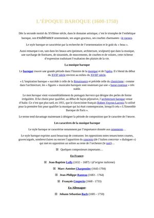L’époque baroque (1600-1750)