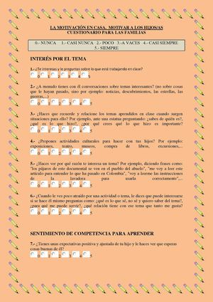 CUESTIONARIOS FAMILIAS
