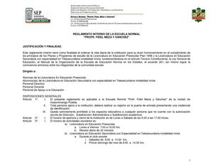 Reglamento Interno de la ENH