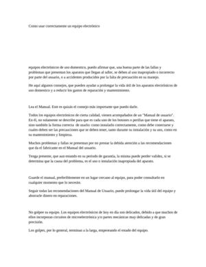 Como usar correctamente un equipo electrónico