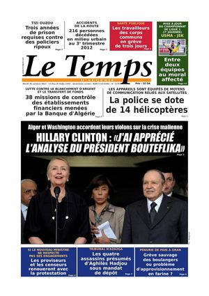 Le Temps d'Algérie Editions du Maredi 30 Octobre 2012 2012