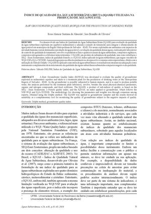 ÍNDICE DE QUALIDADE DA ÁGUA SUBTERRÂNEA BRUTA (IQASB) UTILIZADA NA PRODUÇÃO DE ÁGUA POTÁVEL