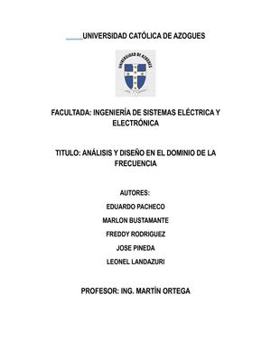 ANÁLISIS Y DISEÑO EN EL DOMINIO DE LA FRECUENCIA
