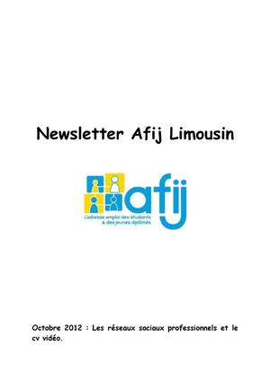 Newsletter Afij limousin mois d'Octobre