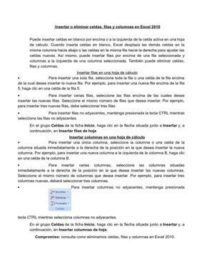 Insertar o eliminar celdas en excel