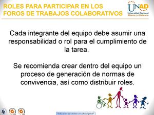 ROLES PARA PARTICIPAR EN LOS FOROS DE TRABAJOS COLABORATIVOS