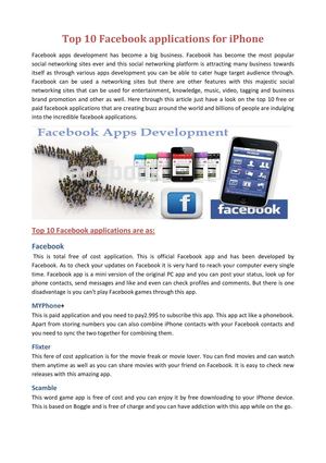 Top 10 Facebook applications for iPhone