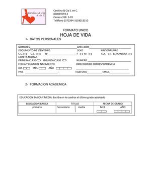 HOJA DE VIDA CORPORATIVA