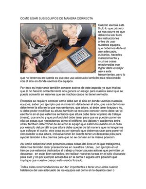 COMO USAR SUS EQUIPOS DE MANERA CORRECTA