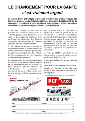 Tract du PCF sur la Santé - Octobre 2012
