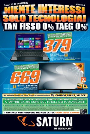 Volantino Saturn dal 1/11 al 18/11/2012