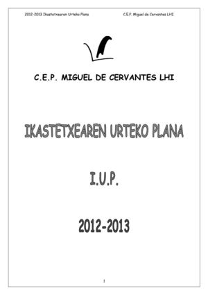 2012-2013 IKASTURTEKO PLANA