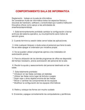 COMPORTAMIENTO SALA DE INFORMATICA