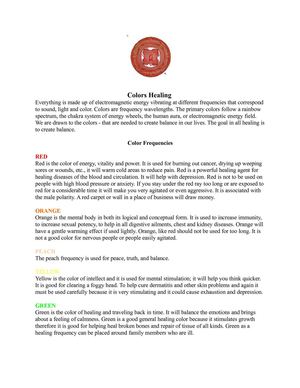 Energy Work Color Guide