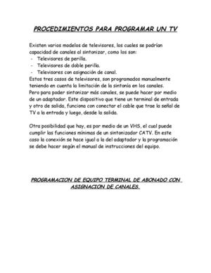 PROCEDIMIENTOS PARA PROGRAMAR UN TV