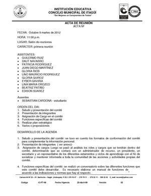 Acta N° 1 - Comité TIC IECOMI