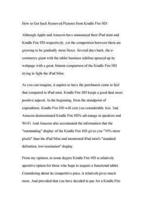 How to Get back Removed Pictures from Kindle Fire HD