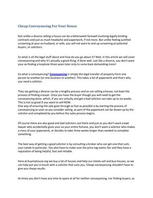 Cheap Conveyancing For Your House 