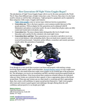 How Generations Of Night Vision Goggles Began?