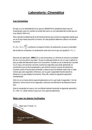 La Cinemática en el laboratorio