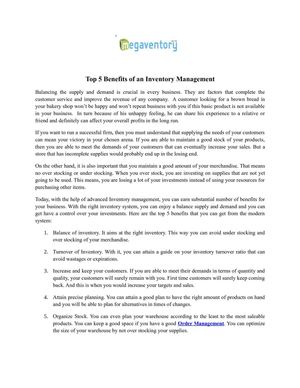 Top 5 Benefits of an Inventory Management