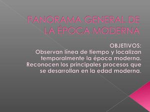 Panorama general de la epoca moderna