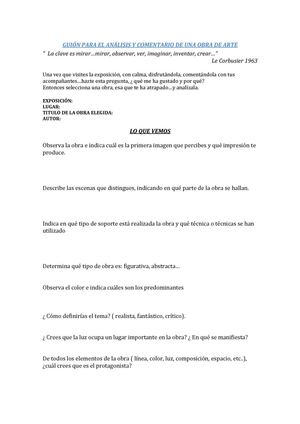 Guión para el análisis de una obra de arte