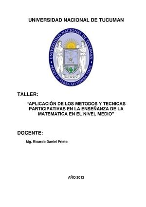 MÉTODOS Y TÉCNICAS PARTICIPATIVAS EN LA ENSEÑANZA DE LA MATEMATICA