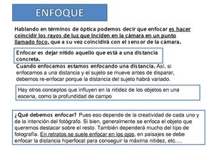 Enfoque crítico, profundidad de campo