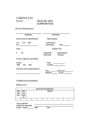 Hoja corporativa