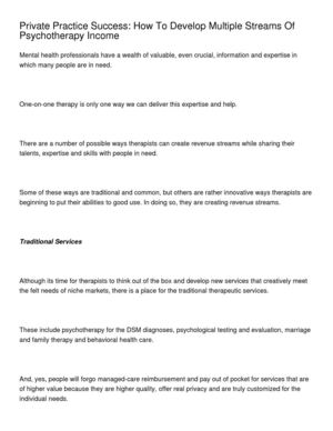 Private Practice Success_ How To Develop Multiple Streams Of Psychotherapy Income
