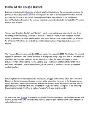 History Of The Snuggie Blanket.