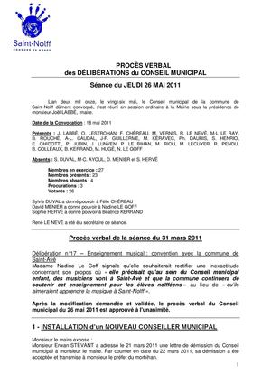 Saint-Nolff - PV CM du 26 mai 2011